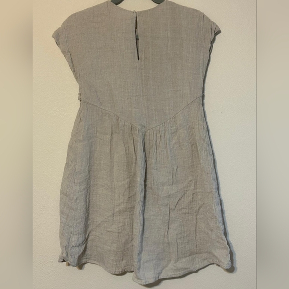 Zara Tan Smocked Mini Dress with Bib Collar - Picture 4 of 4